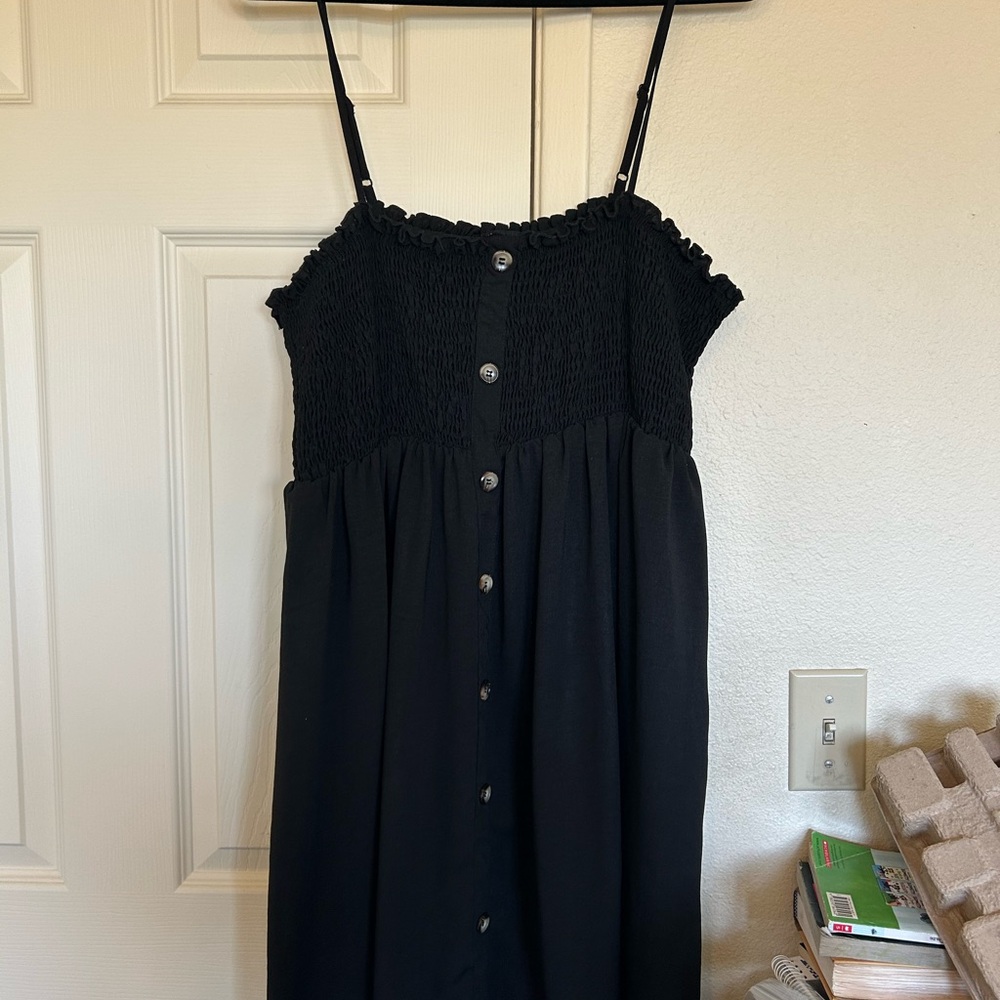 SHEIN Black Spaghetti Strap Sundress Midi